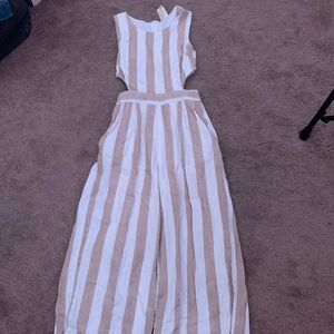 Cute Stripped Beige and White One Piece